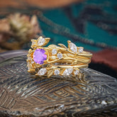 Romantic Nature-inspired 6-Prong Round Cut Natural Amethyst Stacking Ring